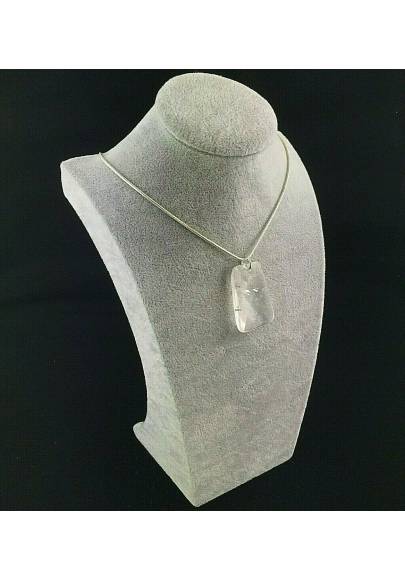 Pendant Gemstone of Hyaline Quartz Faceted Necklace Chain Crystal Healing A+?3